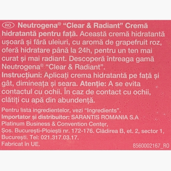 Cremă hidratantă cu grapefruit roz pentru față, oil free, 50 ml