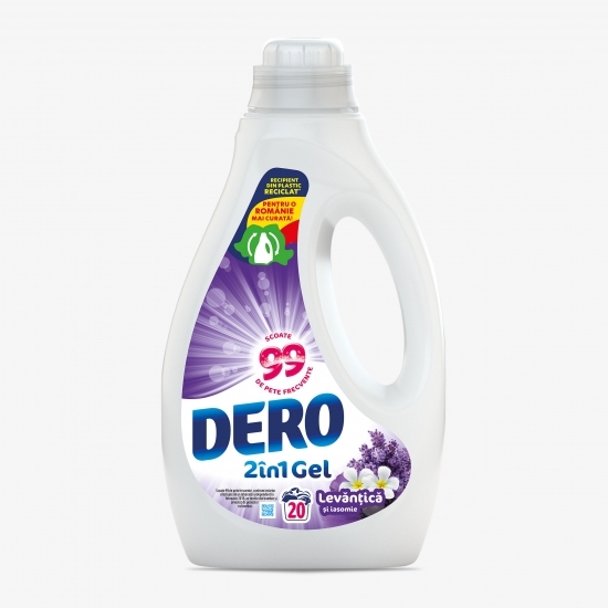Detergent de rufe lichid 2în1 Gel levănțică și iasomie, 20 spălari, 1l
