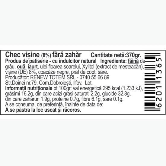 Chec vișine fără zahăr 370g
