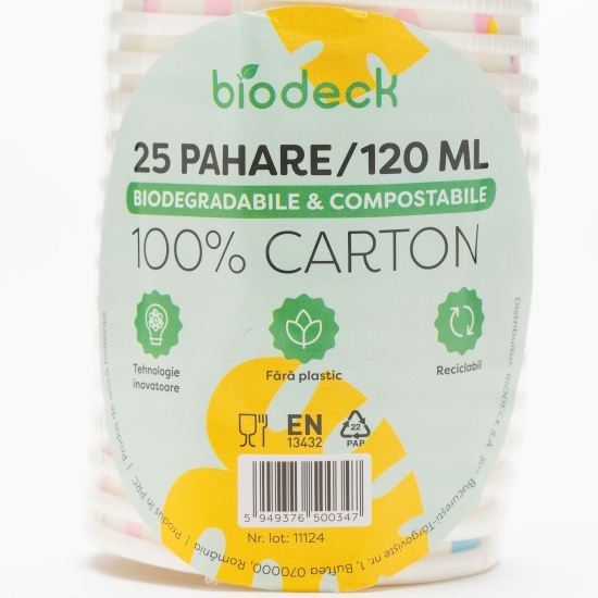 Pahare carton zero plastic bio Artwork 120ml, 25 buc