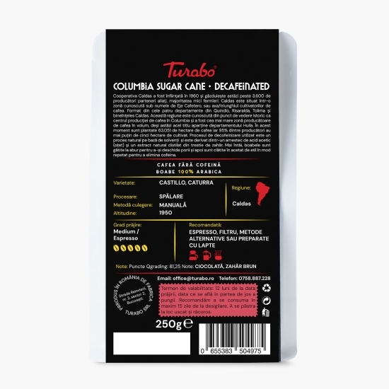 Columbia Sugar decaff, 250g, cafea boabe