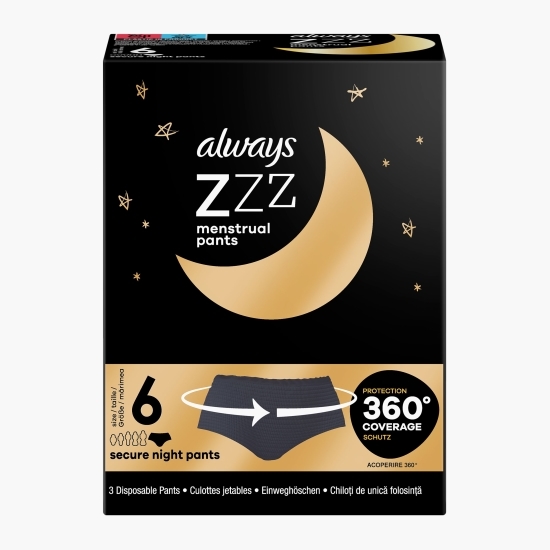 Chiloți pentru menstruație Always ZZZs, mărimea 6, 3 buc