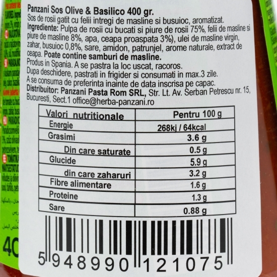 Sos cu măsline și busuioc pentru paste 400g