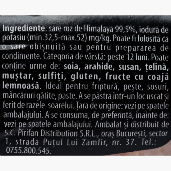Râșniță sare roz de Himalaya grunjoasă iodată 200g