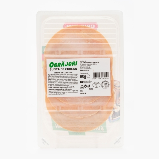 Șuncă de curcan Obrăjori 80g