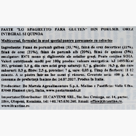 Paste Lo Spaghetto fără gluten 400g