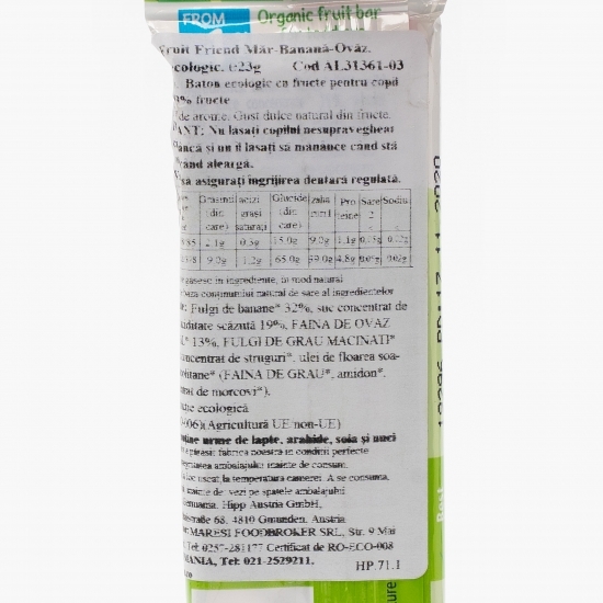 Baton eco măr, banană și ovăz 23g