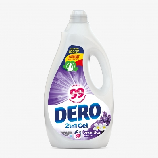Detergent de rufe lichid 2în1 Gel levănțică și iasomie, 80 spălări, 4l