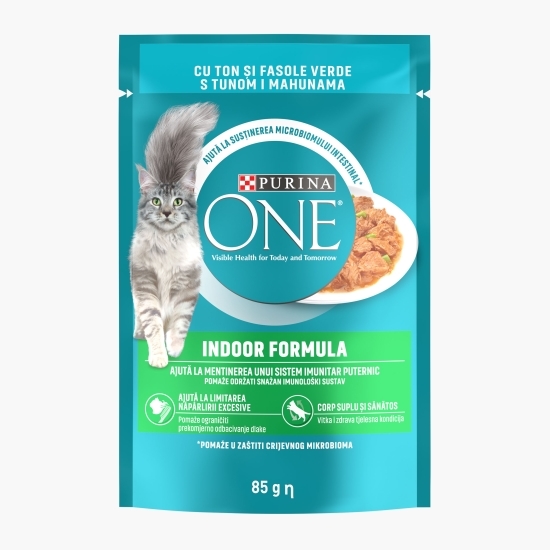 Hrană umedă pentru pisici, 85g, One cu ton și fasole verde 