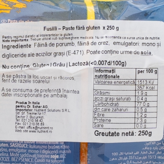 Paste Fusilli fără gluten 250g