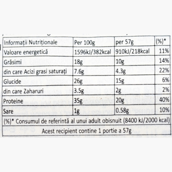 Baton proteic cu ciocolată albă, arahide și caramel HiProtein White Low Sugar 57g