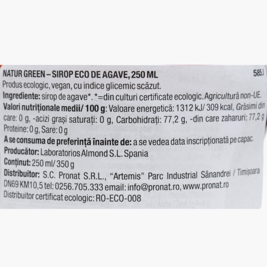 Sirop de agave eco, cu indice glicemic scăzut 250ml