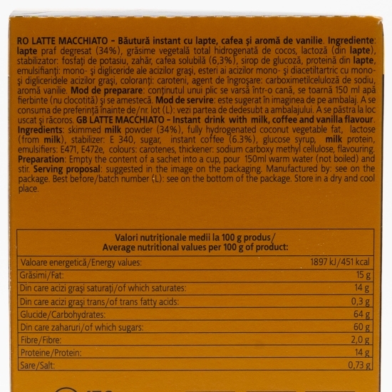 Latte Macchiato plicuri 8x22g, băutură instant