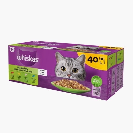 Hrană umedă pentru pisici adulte, 40x85g, selecții de carne în aspic 