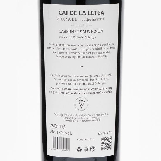 Vin roșu sec Cabernet Sauvignon Vol II, 13%, 0.75l