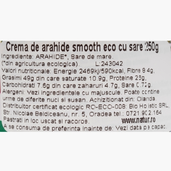 Cremă de arahide eco smooth, cu sare 250g