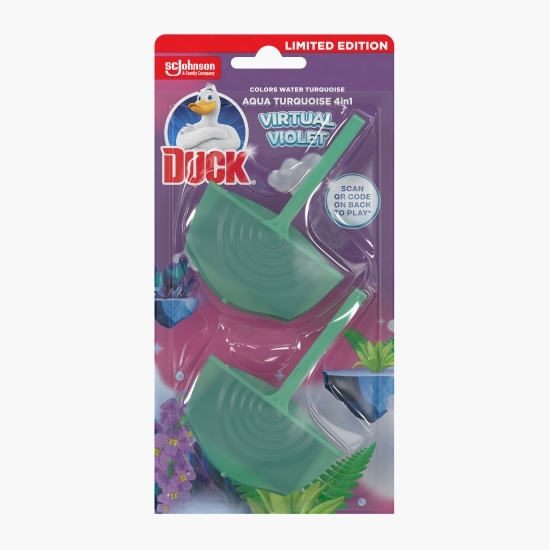 Odorizant toaletă Aqua Turquoise 4 în 1 - Virtual Violet 2x36g