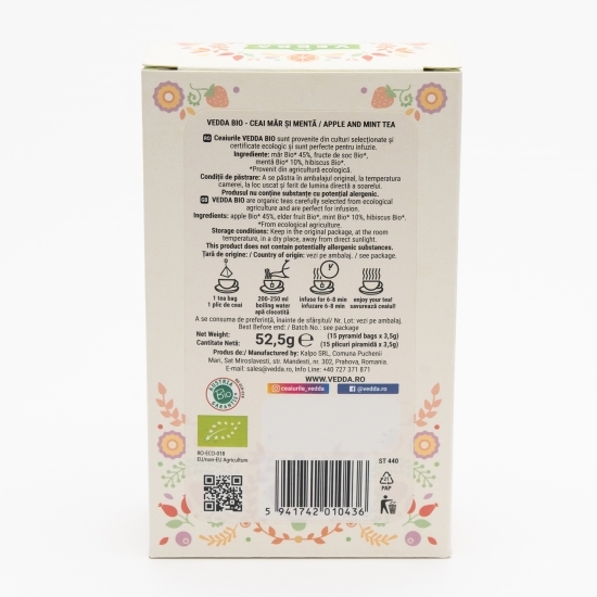 Ceai măr și mentă eco 15 plicuri