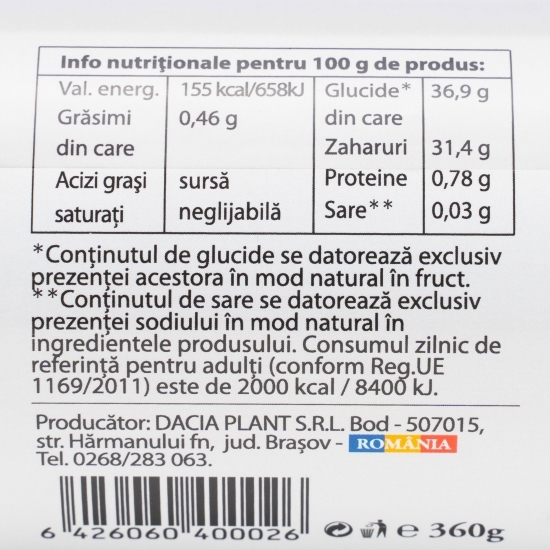 Dulceață de fructe de pădure, fără zahăr adăugat 360g