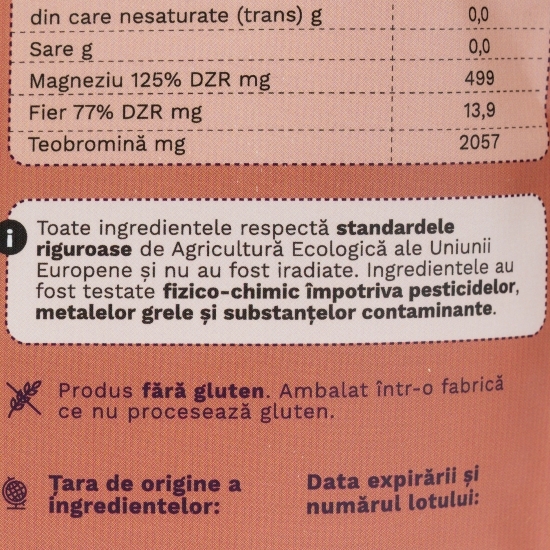 Cacao, pulbere ecologică pură 200g