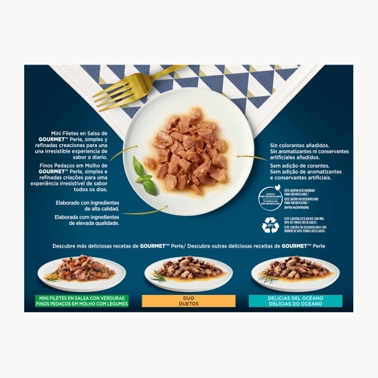 Hrană umedă pentru pisici Gourmet Perle Mini Filets în sos, 12x85, mix de arome (curcan, rață, miel, ton)