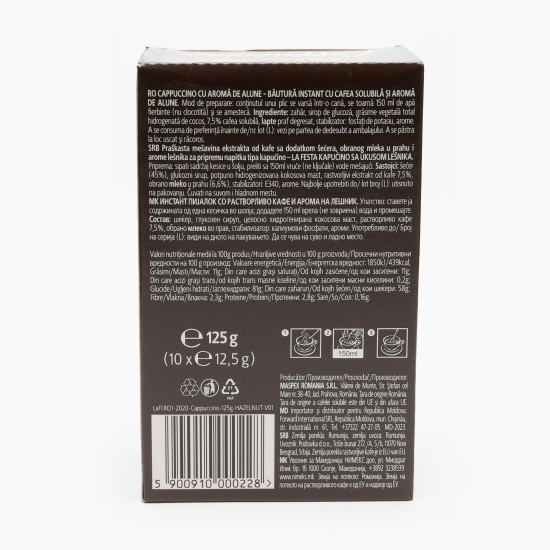 Cappuccino cu aromă de alune, plicuri 10x12.5g, băutură instant 