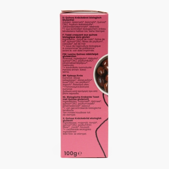 Pâine crocantă eco Quinoa Fibre Plus, fără gluten 100g