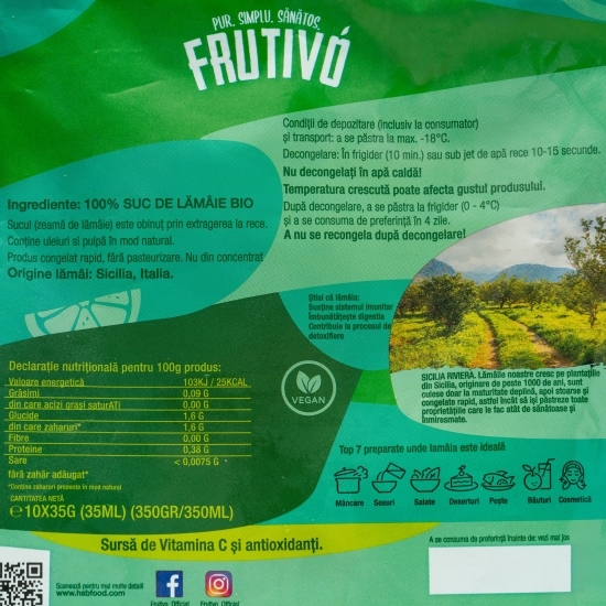 Lămâie eco stoarsă congelată, 10 plicuri x 35g