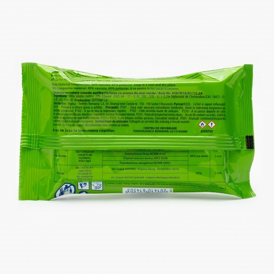 Șervețele umede antibacteriene măr verde 15 buc