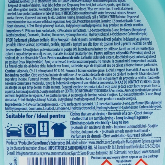 Balsam parfumat de rufe uscate Fresh, 0.75l