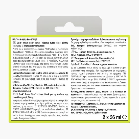 Rezervă gel pentru vasul toaletei Fresh Discs lime, 2 rezerve