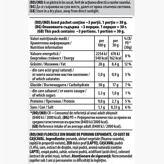 Popcorn cu gust de cașcaval 75g
