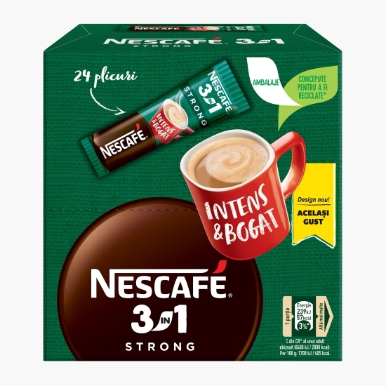 3în1 Strong plicuri, 24x14g, mix de cafea instant 