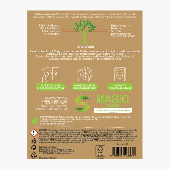 Detergent de rufe bandă Magic Clean Eco Sensitiv, 32 buc