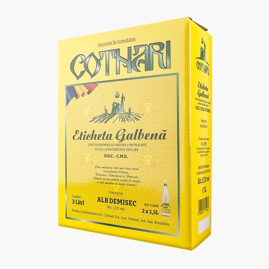 Vin alb demisec Eticheta Galbenă, 12.5%, bag in box 3l