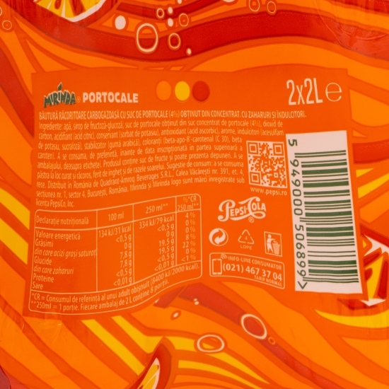 Băutură răcoritoare carbogazoasă cu suc de portocale 2x2l 