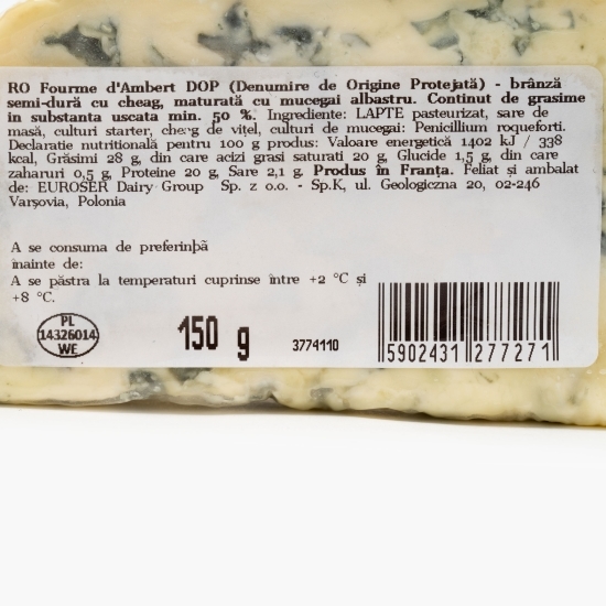 Brânză semi tare cu mucegai albastru Fourme d'Ambert DOP, 150g