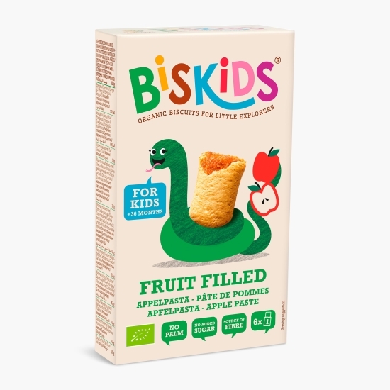 Biscuiți ecologici pentru copii, cu umplutură de măr, fără zahăr, +36 luni 120g