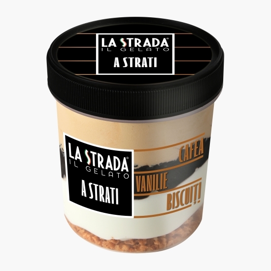 Înghețată cu cafea, vanilie și biscuiți amaretto A Strati, 473ml (330g)
