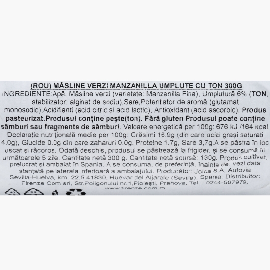 Măsline verzi Manzanilla umplute cu ton 300g