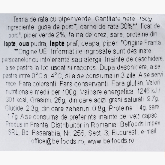 Terină de rață cu piper verde 180g