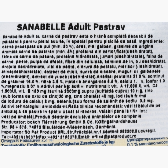 Hrană uscată pentru pisici adulte, 400g, cu păstrăv