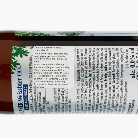 Bere albă nefiltrată fără alcool Weissbier 0.5l