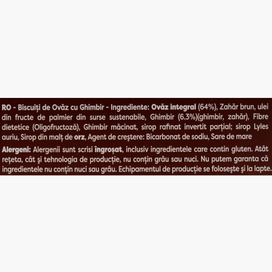 Biscuiți din ovăz integral cu ghimbir 200g