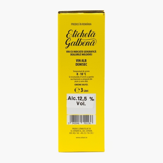 Vin alb demisec Eticheta Galbenă, 12.5%, bag in box 3l