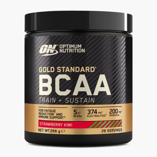 BCAA Aminoacizi Gold Standard Train Sustain, aromă de căpșuni și kiwi, 266g