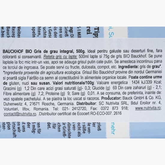 Griș eco din grâu integral 500g