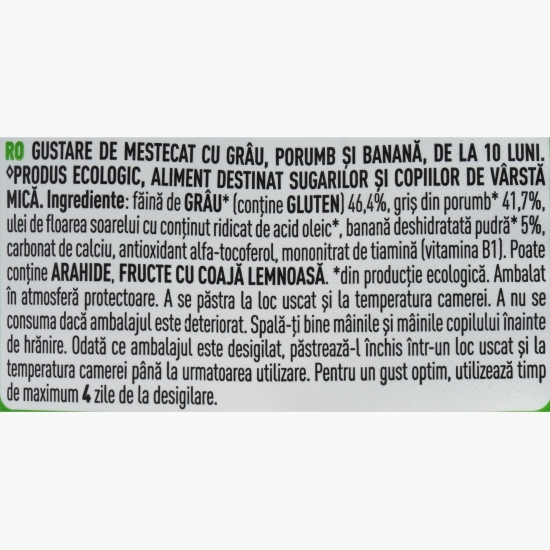 Gustare de mestecat cu grâu, porumb și banană, +10 luni, 28g