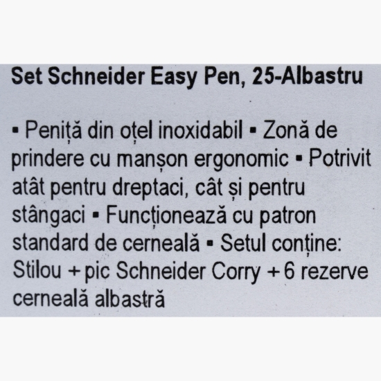 Set stilou Easy Pen albastru și pic + 6 rezerve cerneală