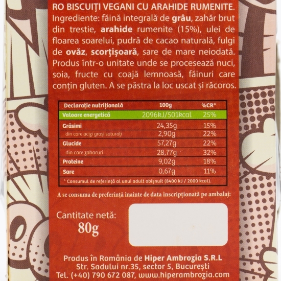 Biscuiți vegani cu arahide rumenite 80g